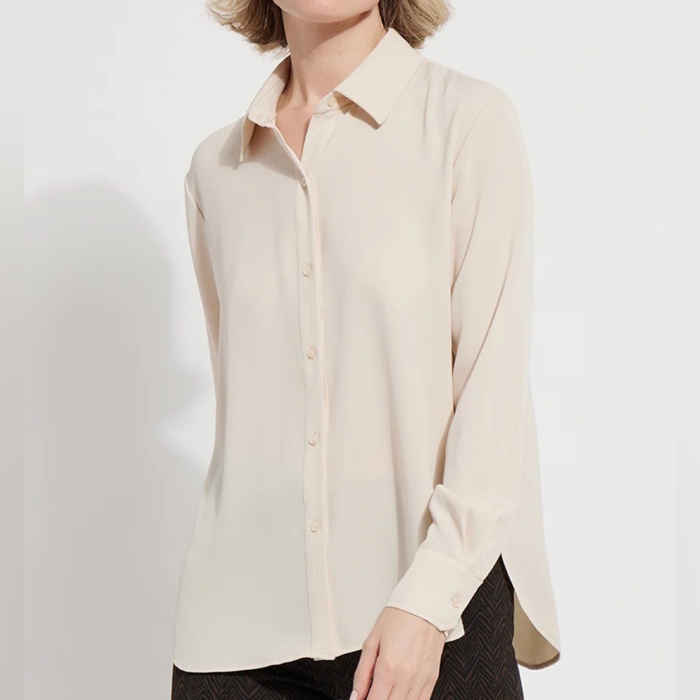 Lysse Parker Button Down Shirt Women’s Small Stretch Career Blouse Cream